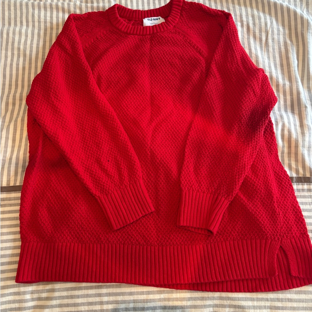 Old Navy Women's Vibrant Red Crew Neck Sweater